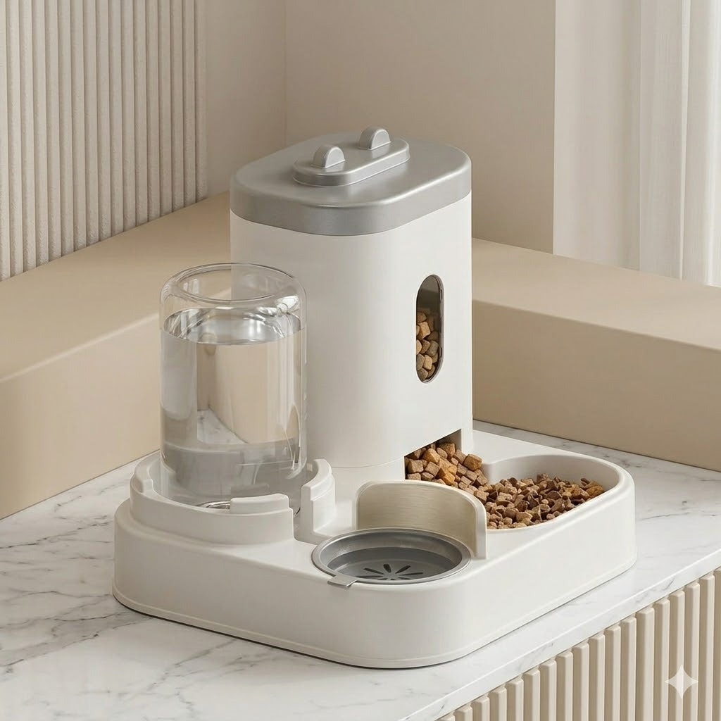 Distributeur automatique 2-en-1 chat nourriture et eau - vue principale