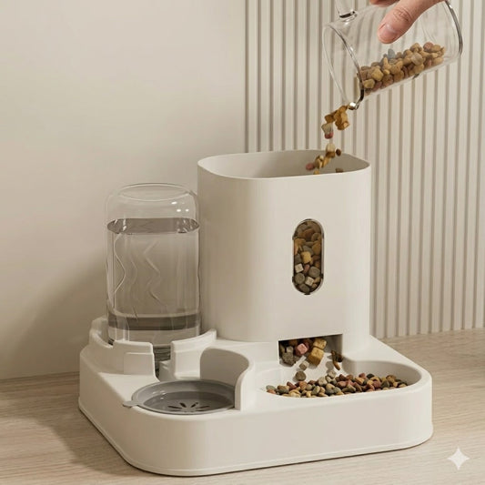 Remplissage du distributeur de croquettes pour chat