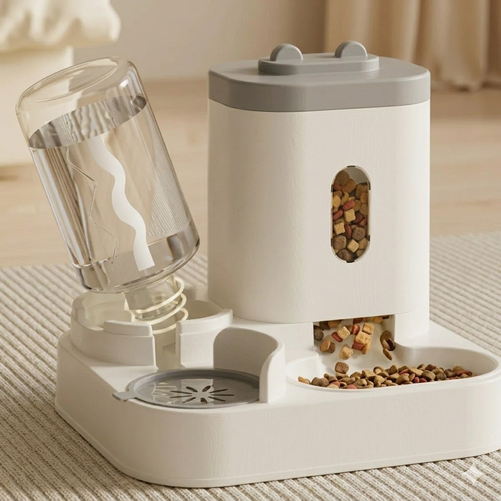 Distributeur automatique chat sur marbre - design premium